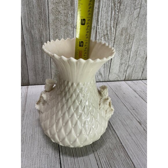 Vtg Belleek Irish Porcelain Thistle Vase 5th Green Mark MCM #0857 See Details - Picture 11 of 13